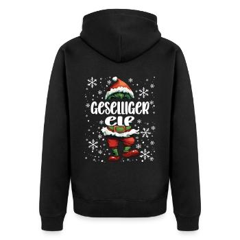 Weihnachtsoutfit Geselliger Elf - Unisex Premium Bio Zip Hoodie - Schwarz - Hinten - Nico (187cm)