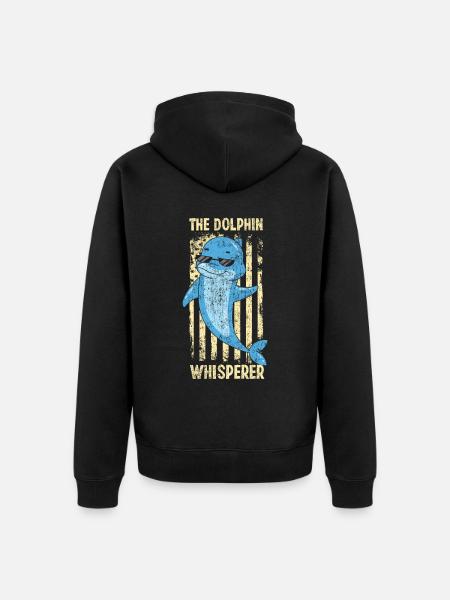Dolphin American Flag The Dolphin - Unisex Premium Organic Zip Hoodie - black
