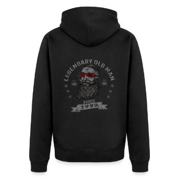1999 Geburtstag Legendary Old Man - Unisex Premium Bio Zip Hoodie - Schwarz - Hinten - Nico (187cm)