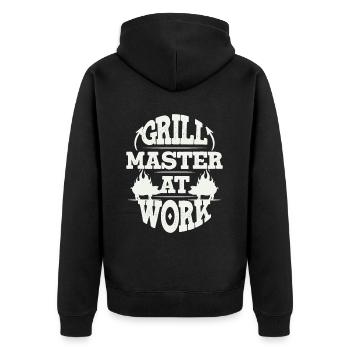 Grill Grillgrill Schweinefleisch - Unisex Premium Bio Zip Hoodie - Schwarz - Hinten - Nico (187cm)