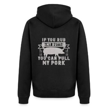 Grill Grillgrill Schweinefleisch - Unisex Premium Bio Zip Hoodie - Schwarz - Hinten - Nico (187cm)