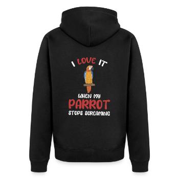I love it when my parrot stops - Unisex Premium Organic Zip Hoodie - black - Back - Nico (187cm)