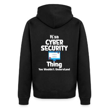 Es Ist Eine Sache Der Cybersicherheit, Die Sie - Unisex Premium Bio Zip Hoodie - Schwarz - Hinten - Nico (187cm)