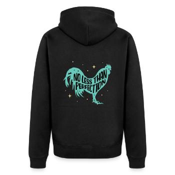 Poultry Farmer No Less Than Perfection Farming - Unisex Premium Organic Zip Hoodie - black - Back - Nico (187cm)