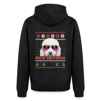 Caniche Cool Chien Noël Feliz Navidog Noël laid - Veste à capuche bio Premium Unisexe - noir - Dos - Nico (187cm)