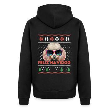 Caniche Cool Chien Noël Feliz Navidog Noël laid - Veste à capuche bio Premium Unisexe - noir - Dos - Nico (187cm)