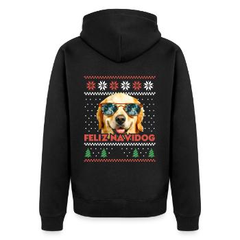 Golden Retriever Chien Feliz Navidog Noël moche - Veste à capuche bio Premium Unisexe - noir - Dos - Nico (187cm)