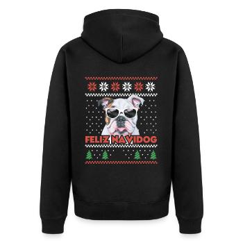 Cool Bulldog Chien Feliz Navidog Noël moche - Veste à capuche bio Premium Unisexe - noir - Dos - Nico (187cm)