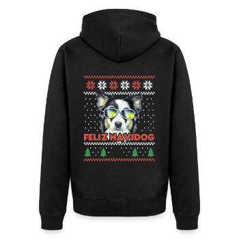 Border Collie Chien Feliz Navidog Noël moche - Veste à capuche bio Premium Unisexe - noir - Dos - Nico (187cm)