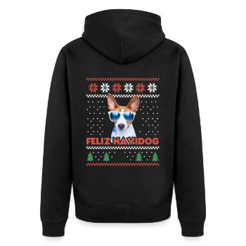 Cool Basenji Chien Noël Feliz Navidog Laid Noël - Veste à capuche bio Premium Unisexe - noir - Dos - Nico (187cm)