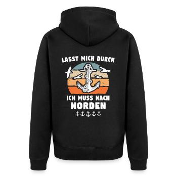 Norden Sprüche - Unisex Premium Bio Zip Hoodie - Schwarz - Hinten - Nico (187cm)