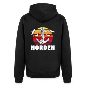 Norden Sprüche - Unisex Premium Bio Zip Hoodie - Schwarz - Hinten - Nico (187cm)