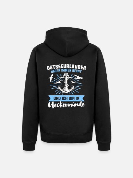 Ueckermünde Ferien - Unisex Premium Bio Zip Hoodie - Schwarz
