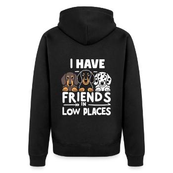Amis dans les bas endroits Teckel Humour - Veste à capuche bio Premium Unisexe - noir - Dos - Nico (187cm)