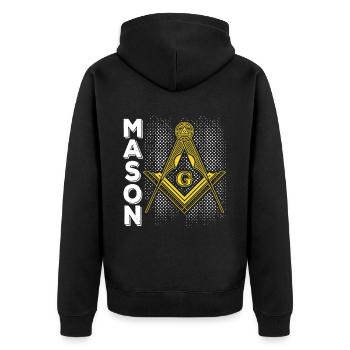 Masonic Freemasonry Fraternal - Unisex Premium Bio Zip Hoodie - Schwarz - Hinten - Nico (187cm)