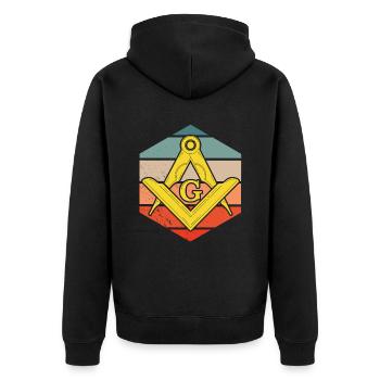 Masonic Freemasonry Fraternal - Unisex Premium Bio Zip Hoodie - Schwarz - Hinten - Nico (187cm)
