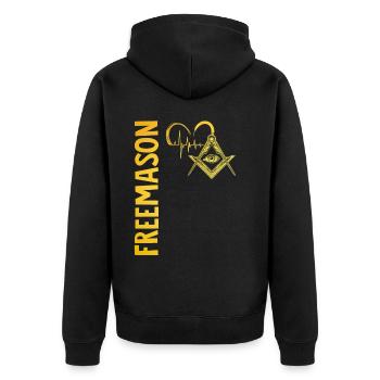 Masonic Freemasonry Fraternal - Unisex Premium Bio Zip Hoodie - Schwarz - Hinten - Nico (187cm)
