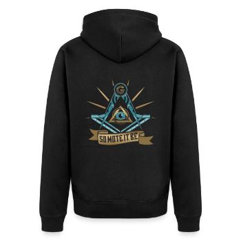 Masonic Freemasonry Fraternal - Unisex Premium Bio Zip Hoodie - Schwarz - Hinten - Nico (187cm)