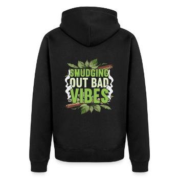 Smudging Out Bad Vibes Apartment Fumigation - Unisex Premium Organic Zip Hoodie - black - Back - Nico (187cm)