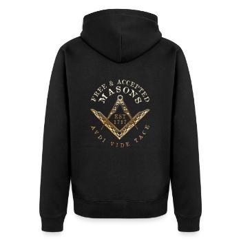 Masonic Freemasonry Fraternal - Unisex Premium Bio Zip Hoodie - Schwarz - Hinten - Nico (187cm)