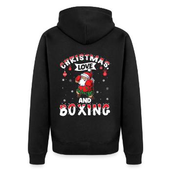Christmas Love Boxing Boxer Weihnachtsgeschenk - Unisex Premium Bio Zip Hoodie - Schwarz - Hinten - Nico (187cm)
