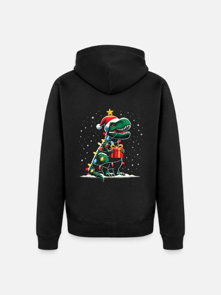 Tree Rex Ugly Christmas - Unisex Premium Organic Zip Hoodie - black