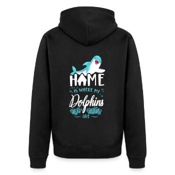 Dolphin Home est l’endroit où mes dauphins - Veste à capuche bio Premium Unisexe - noir - Dos - Nico (187cm)