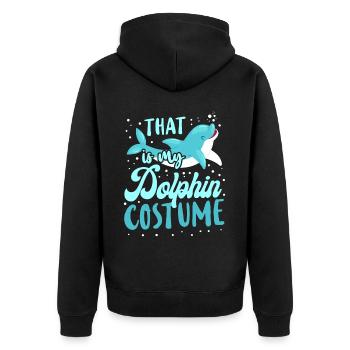 Dolphin Halloween That Is My - Unisex Premium Bio Zip Hoodie - Schwarz - Hinten - Nico (187cm)