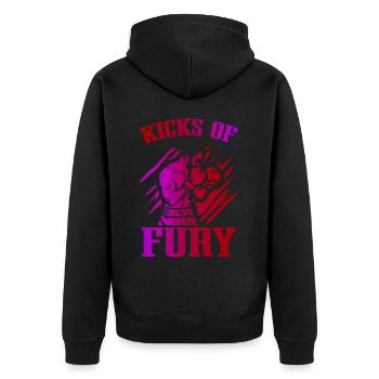 Kickboxer Martial Arts Kickboxing Kickboxen - Unisex Premium Bio Zip Hoodie - Schwarz - Hinten - Nico (187cm)