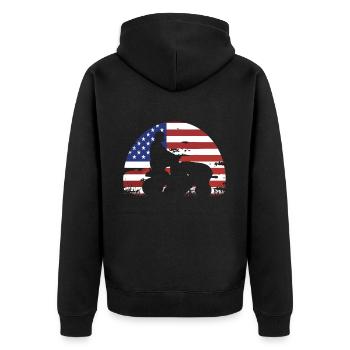 Tondeuse de course drôle Drapeau américain - Veste à capuche bio Premium Unisexe - noir - Dos - Nico (187cm)