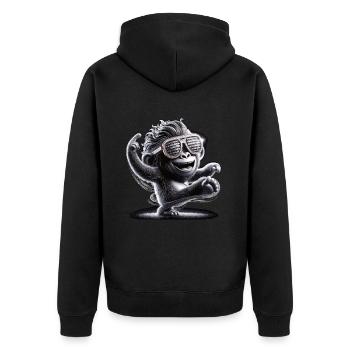 Gorilla with sunglasses - Unisex Premium Organic Zip Hoodie - black - Back - Nico (187cm)