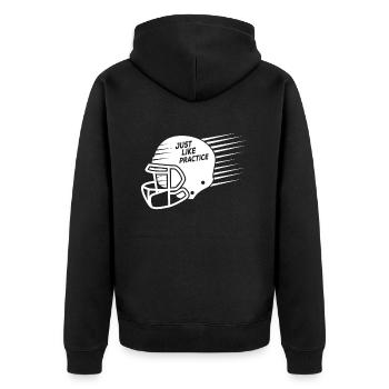 Just Like Practice American Football - Unisex Premium Bio Zip Hoodie - Schwarz - Hinten - Nico (187cm)