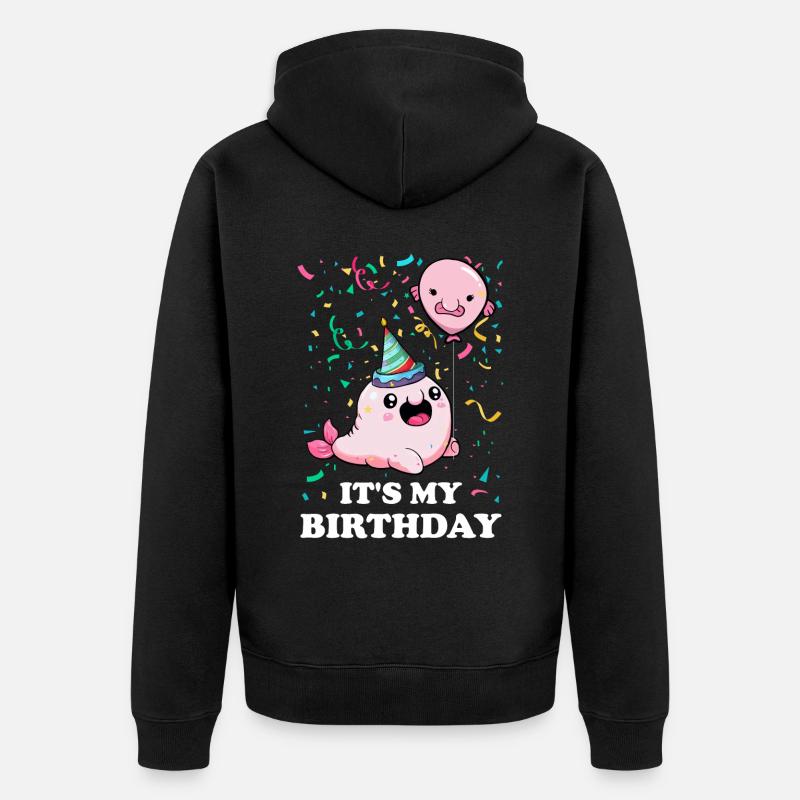Blobfisch-Party - Unisex Premium Bio Zip Hoodie - Schwarz