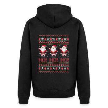 Ugly xmas Ho Ho Ho - Unisex Premium Bio Zip Hoodie - Schwarz - Hinten - Nico (187cm)