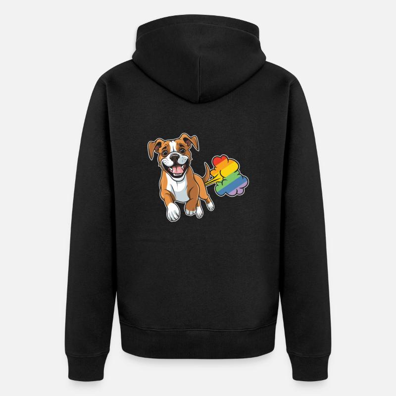 Boxer Hund Deutscher Boxer Regenbogen - Unisex Premium Bio Zip Hoodie - Schwarz