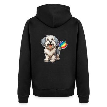 Vieux berger anglais Bobtail mignon - Veste à capuche bio Premium Unisexe - noir - Dos - Nico (187cm)