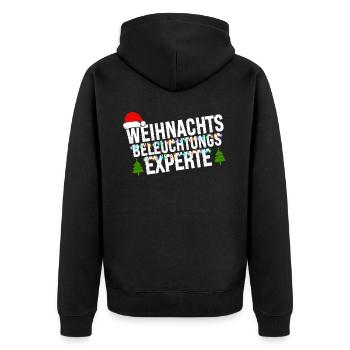 Weihnachtsbeleuchtungsexperte Lichterkette Xmas - Unisex Premium Bio Zip Hoodie - Schwarz - Hinten - Nico (187cm)