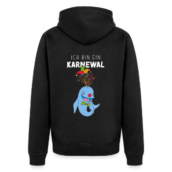 Ich bin ein Karnewal Karneval Fasching Konfetti - Unisex Premium Bio Zip Hoodie - Schwarz - Hinten - Nico (187cm)