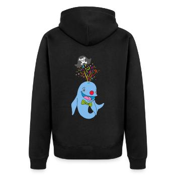 Karneval Fasching Fasnacht Konfetti Rosenmontag - Unisex Premium Bio Zip Hoodie - Schwarz - Hinten - Nico (187cm)