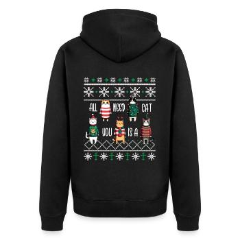 Tout ce dont vous avez besoin est un pyjama de chat PJ Ugly Drôle Noël - Veste à capuche bio Premium Unisexe - noir - Dos - Nico (187cm)