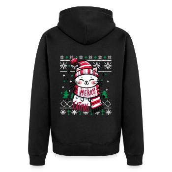 Meowy Catmas - Pyjama Chat PJ Laid Drôle Noël - Veste à capuche bio Premium Unisexe - noir - Dos - Nico (187cm)
