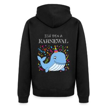 Karneval Fasching Konfetti Köln Kölle Colonia Jeck - Unisex Premium Bio Zip Hoodie - Schwarz - Hinten - Nico (187cm)