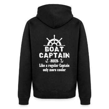 Bootskapitän Lustiger Bootssegelsee Boater - Unisex Premium Bio Zip Hoodie - Schwarz - Hinten - Nico (187cm)