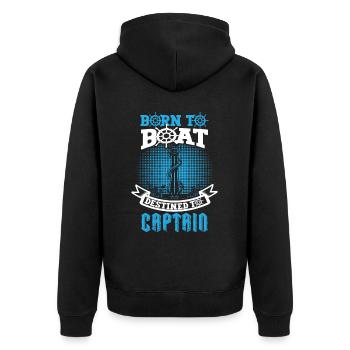 Bootskapitän Lustiger Bootssegelsee Boater - Unisex Premium Bio Zip Hoodie - Schwarz - Hinten - Nico (187cm)