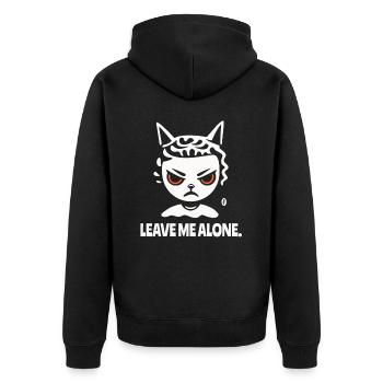 Lass mich in Ruhe, Ein Cartoon Katzen Mädchen - Unisex Premium Bio Zip Hoodie - Schwarz - Hinten - Nico (187cm)