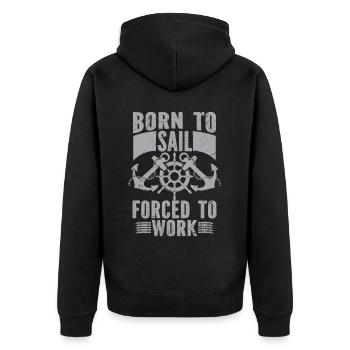 Bootskapitän Lustiger Bootssegelsee Boater - Unisex Premium Bio Zip Hoodie - Schwarz - Hinten - Nico (187cm)