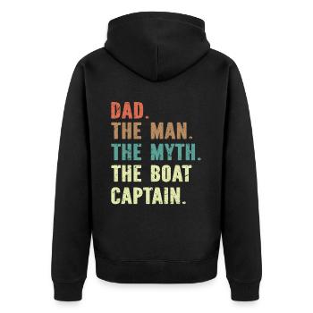 Bootskapitän Lustiger Bootssegelsee Boater - Unisex Premium Bio Zip Hoodie - Schwarz - Hinten - Nico (187cm)