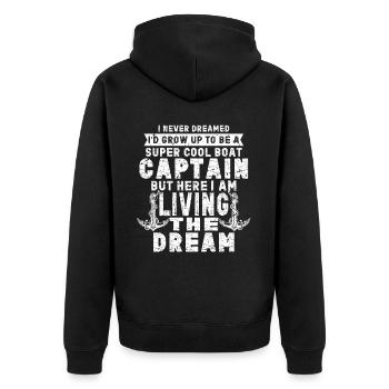 Boat Captain Funny Boat Sailing Lake Boater - Unisex Premium Organic Zip Hoodie - black - Back - Nico (187cm)