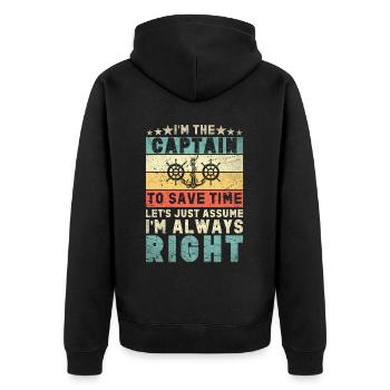 Bootskapitän Lustiger Bootssegelsee Boater - Unisex Premium Bio Zip Hoodie - Schwarz - Hinten - Nico (187cm)