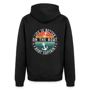 Boat Captain Funny Boat Sailing Lake Boater - Unisex Premium Organic Zip Hoodie - black - Back - Nico (187cm)